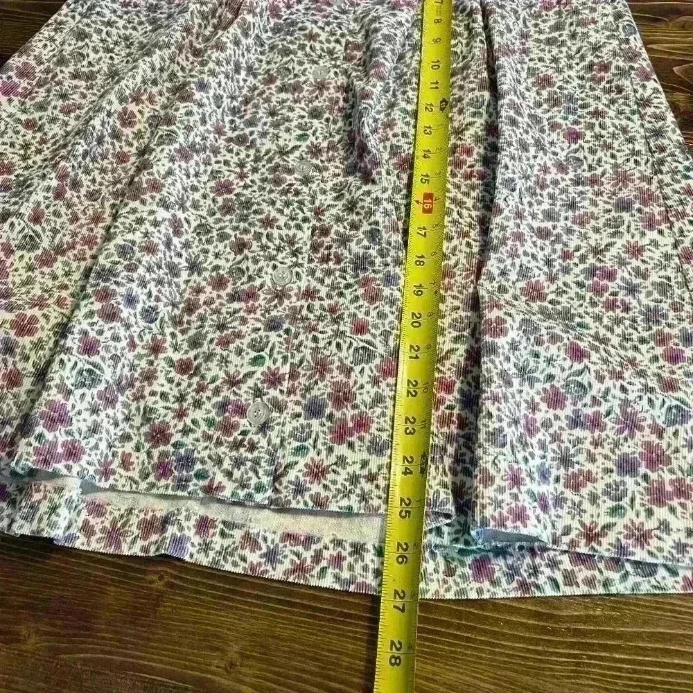 Vintage 90s Jantzen Pastel Purple Ditzy Floral Corduroy Skirt - Picture 7 of 7